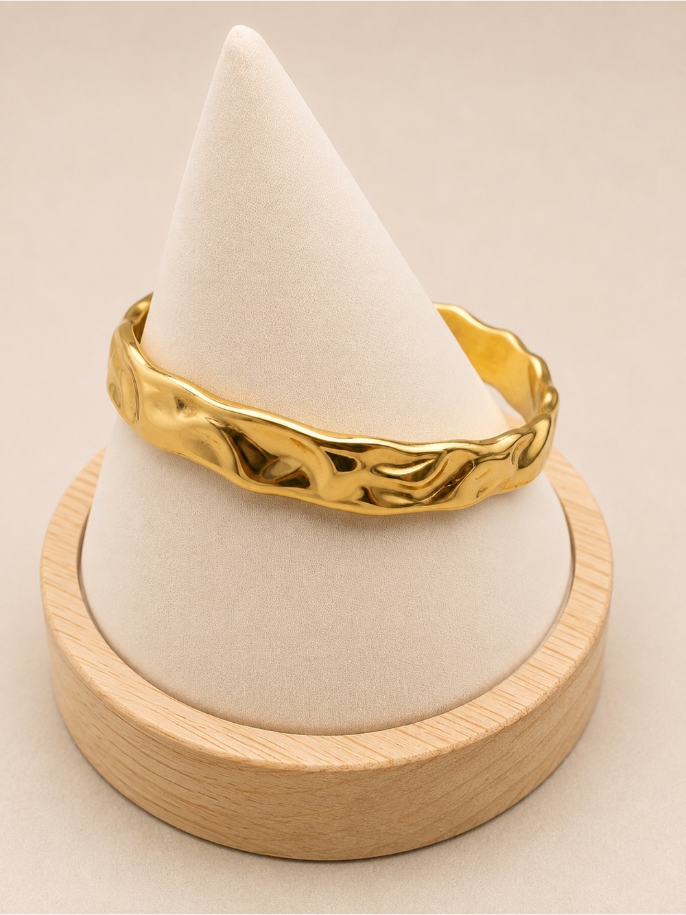 18K Gold-Plated 316L Stainless Steel Adjustable Cuff Bracelet